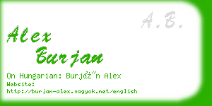 alex burjan business card
